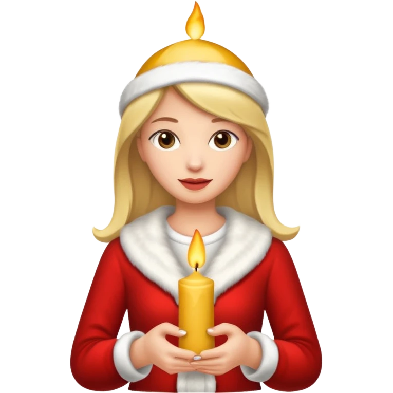 woman holding christmass ornamented candle emoji