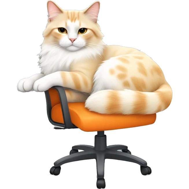 cream and orange ragdoll cat sleeping on an office chair emoji