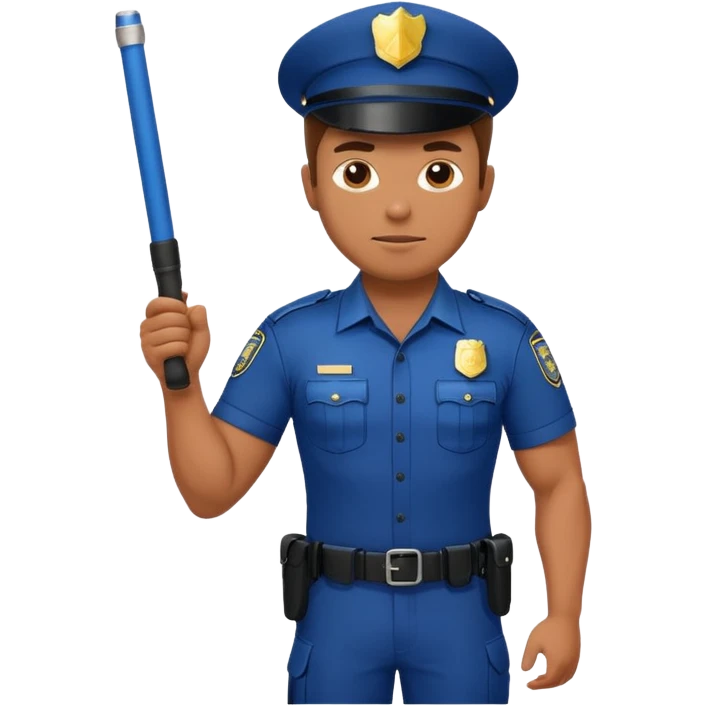 muscular male in police uniform with baton emoji