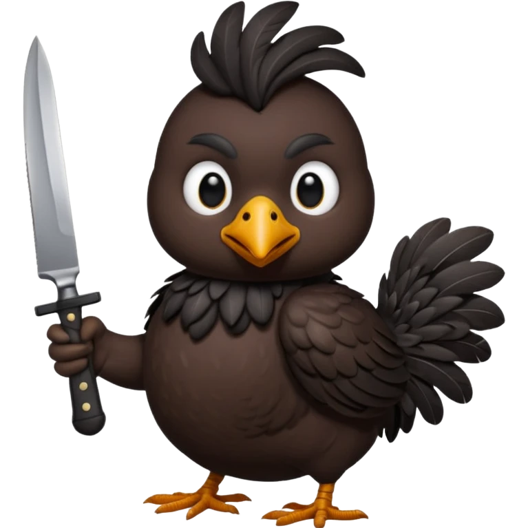black chicken holding knive emoji