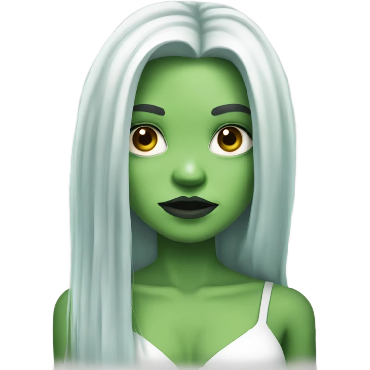 White Zombie girl with green skin and black and long hair  emoji