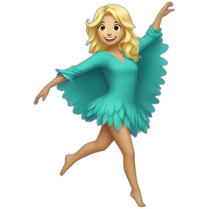 blonde girl dancing in a bird costume emoji