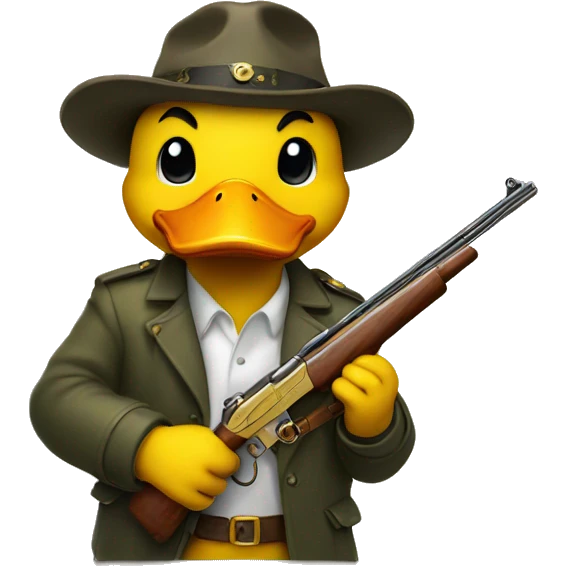 yellow duck holding a golden shotgun emoji