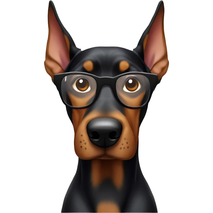 Doberman with glasses shows paw down emoji