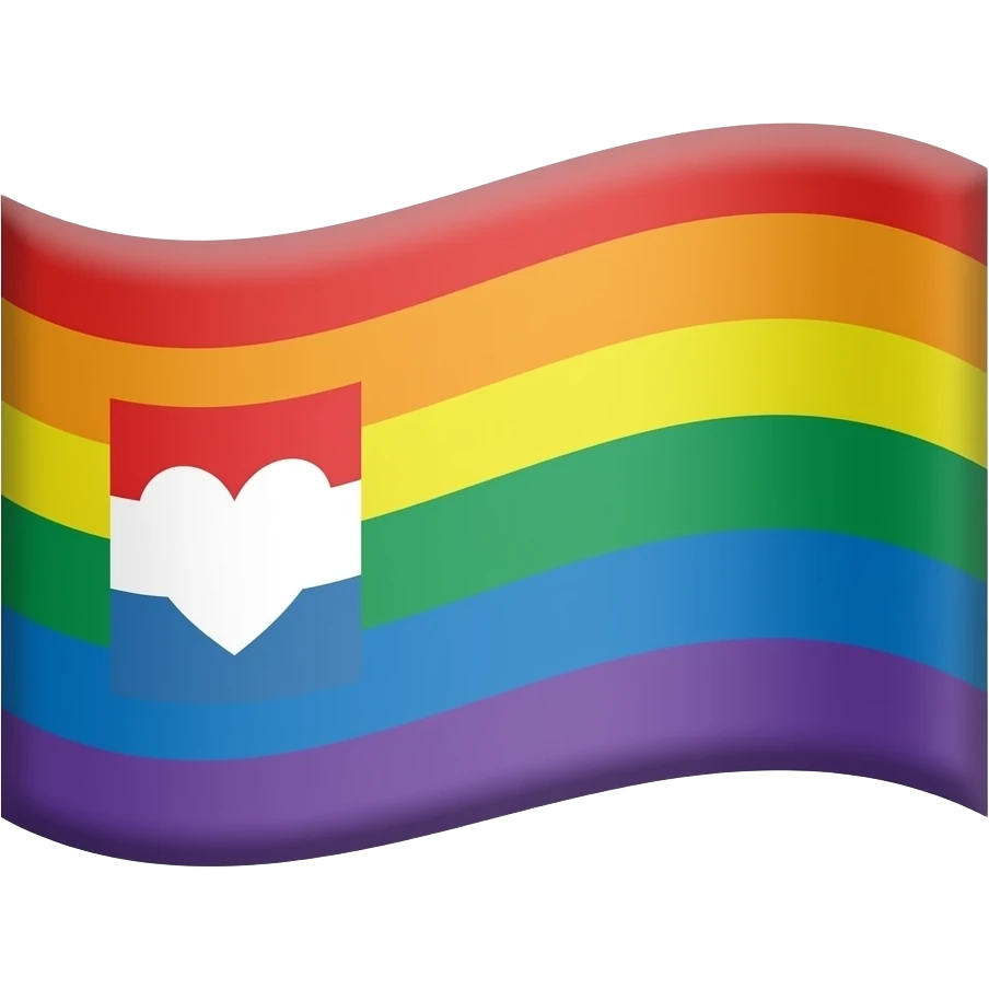 Progress flag heart red, orange, yellow, green, blue, violet, white, pink, light blue, brown and black emoji