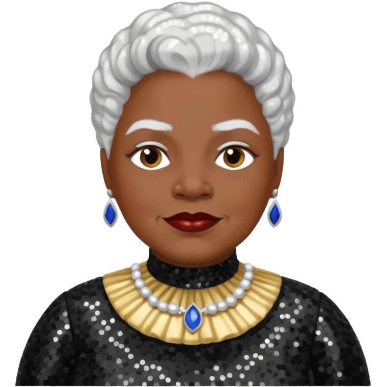 Mary McLeod Bethune with white hair, black sequin outfit  emoji