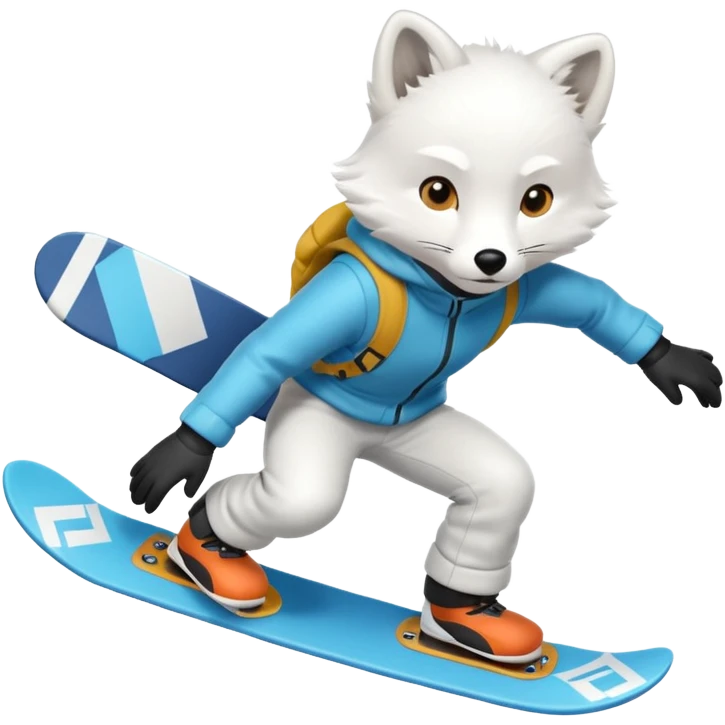 Snowboarder Arctic Fox emoji