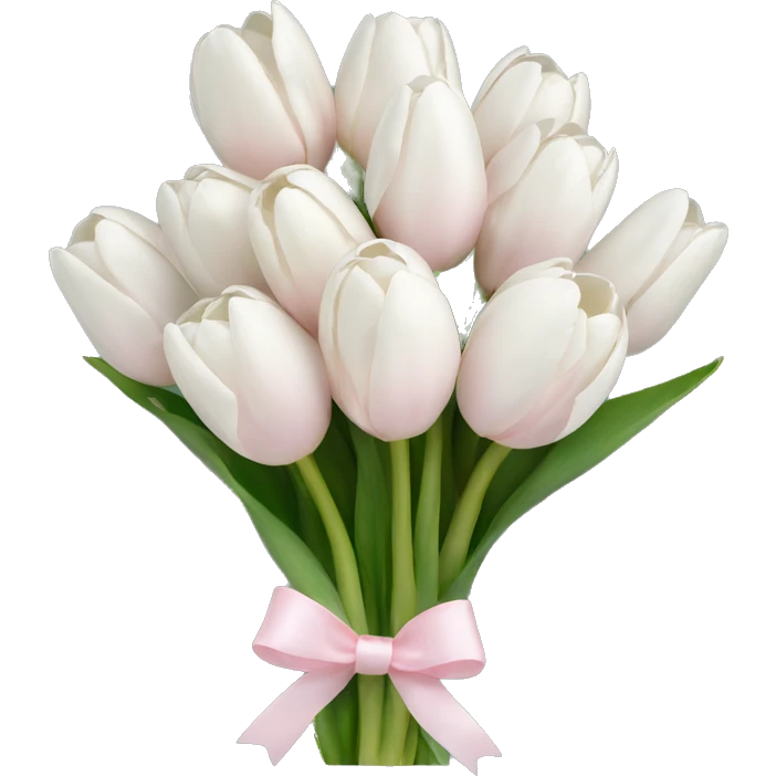 White tulips bouquet with light pink bow  emoji