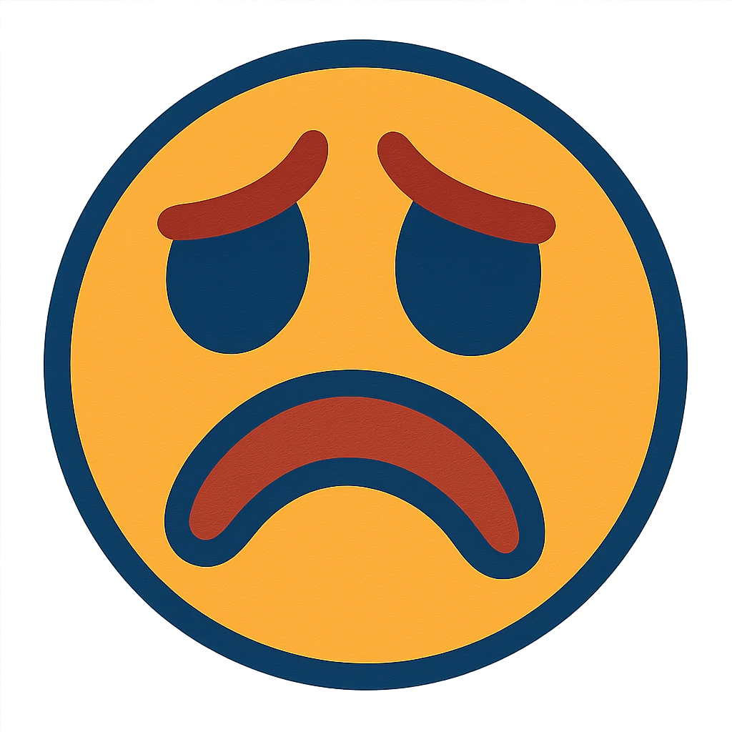 sad face exaggerated frown cartoon style emoji