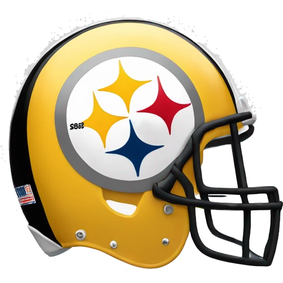 Pittsburgh Steelers Helmet but it says “we suck” emoji