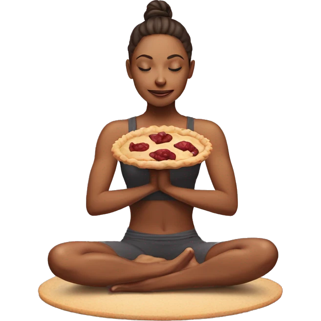 Yoga girl eating a pie emoji