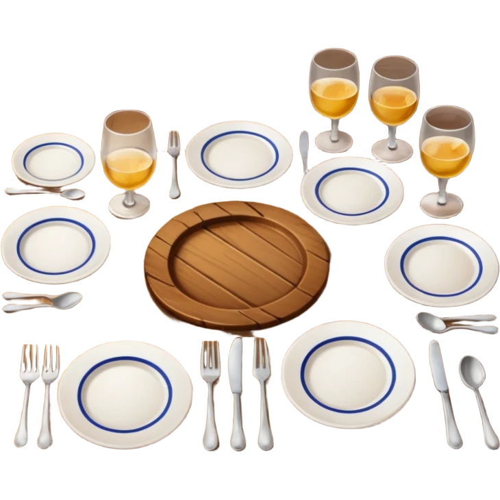 dirty table with empty plates and glasses emoji