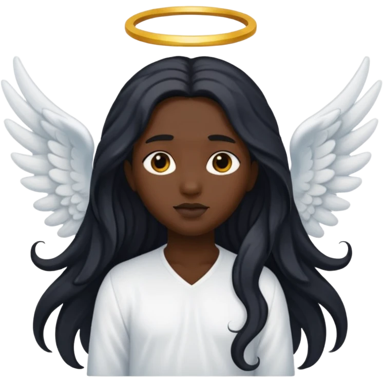 angel with black skin, long hair emoji