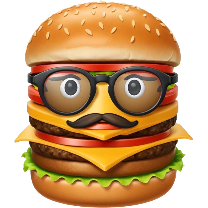 una hamburguesa con gafas y animado emoji