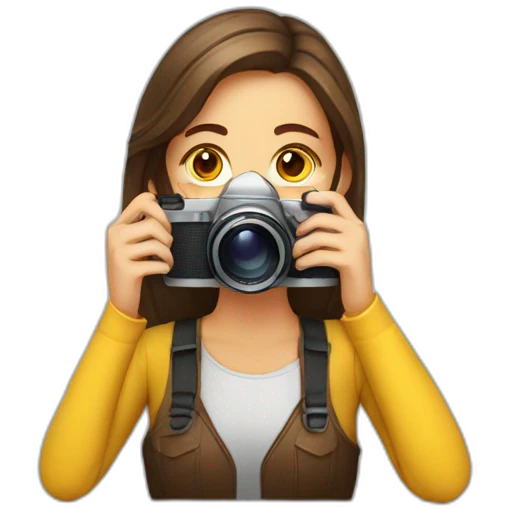 Girl photographer drinks coffee emoji
