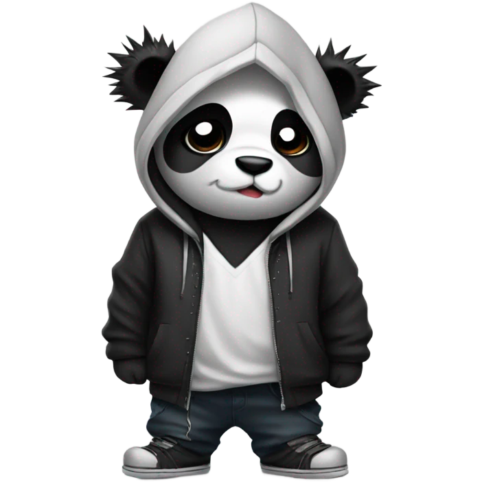 Emo Panda wearing a spiked hoodie  emoji