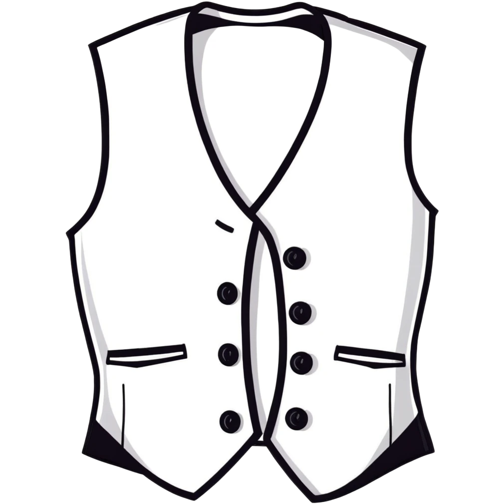 white formal vest for women with 3 white buttons and 2 front pockets emoji