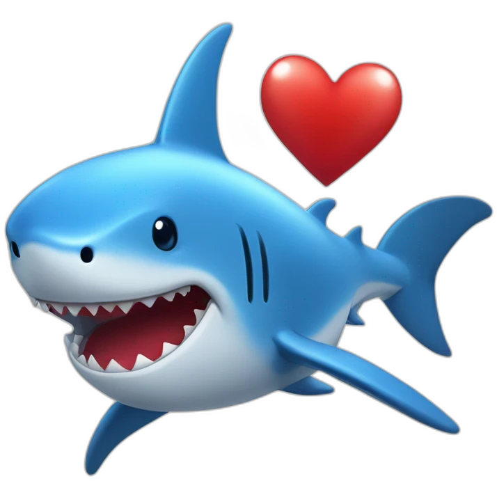 Blue Little friendly Shark with a red Heart in his fins. emoji