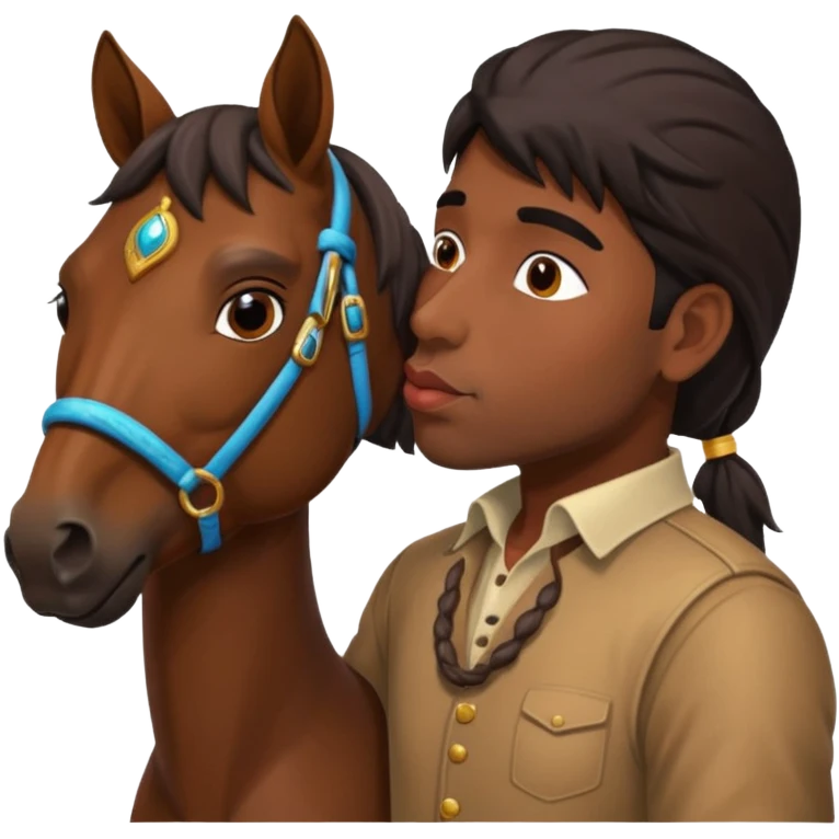 indian man kissing a horse emoji