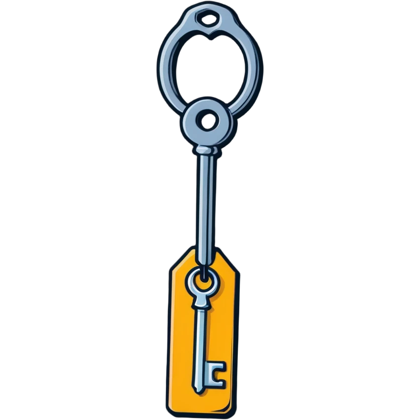 old-fashioned metal hotel key with wooden tag emoji