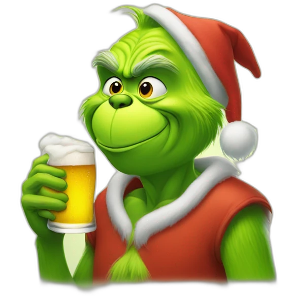 grinch drinking beer emoji