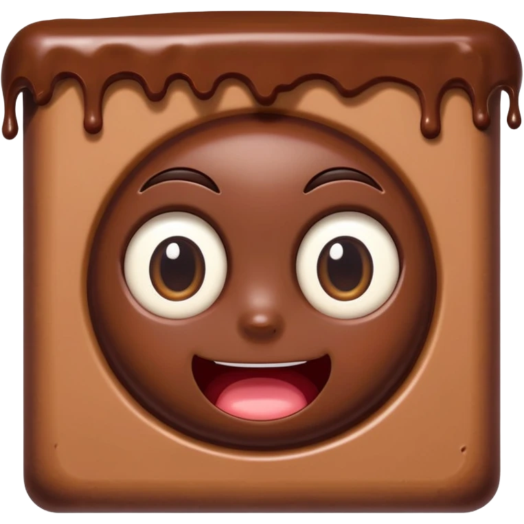 Cartoon chocolate mini pastry peeking from behind tiny wall, suspicious eyes, tiny chocolate smudges, chibi style, Twitch emoji style, transparent background, colorful
 emoji
