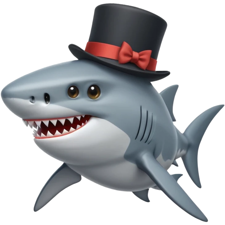 Shark with a top hat emoji
