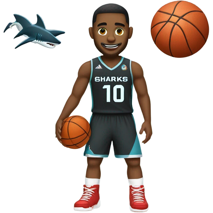 basketball player wearing 10 for the sharks with red shoes emoji