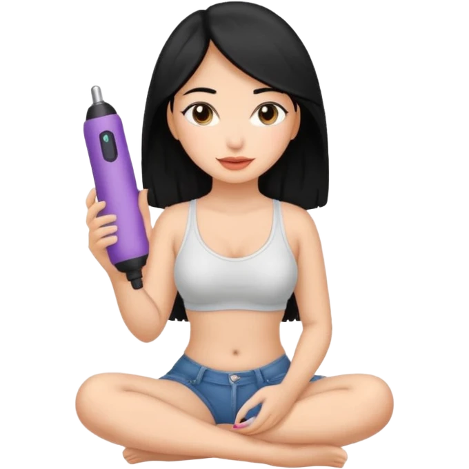 Black hair Latina girl sitting a dick sex toy on it  emoji