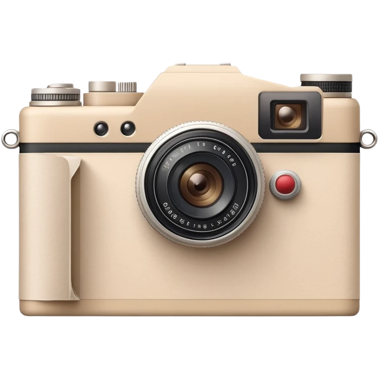 A beige camera and next to it a landscape photograph of the frame behind the camera emoji