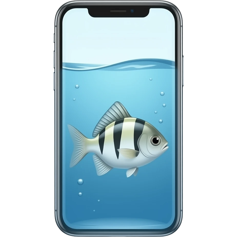 fish in water inside of phone emoji