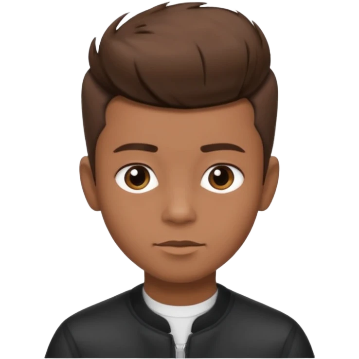 create a fringe haircut boy with a brown hair with hair little up more looking like quiff hairstyle but its going straight not on sides emoji