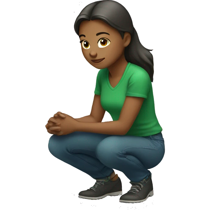 Kneeling girl wearing a green shirt  emoji