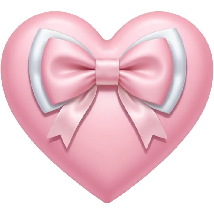 Pastel pink heart with white bow emoji