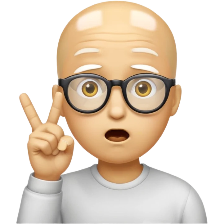 Generate a emoji head base with a shocked expression with a finger pushing the glasses down a little bit make the glasses tipped and make the head full yellow with a slight tint at the top with no hair emoji