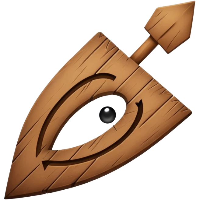 Bent brown arrow with a sad face emoji