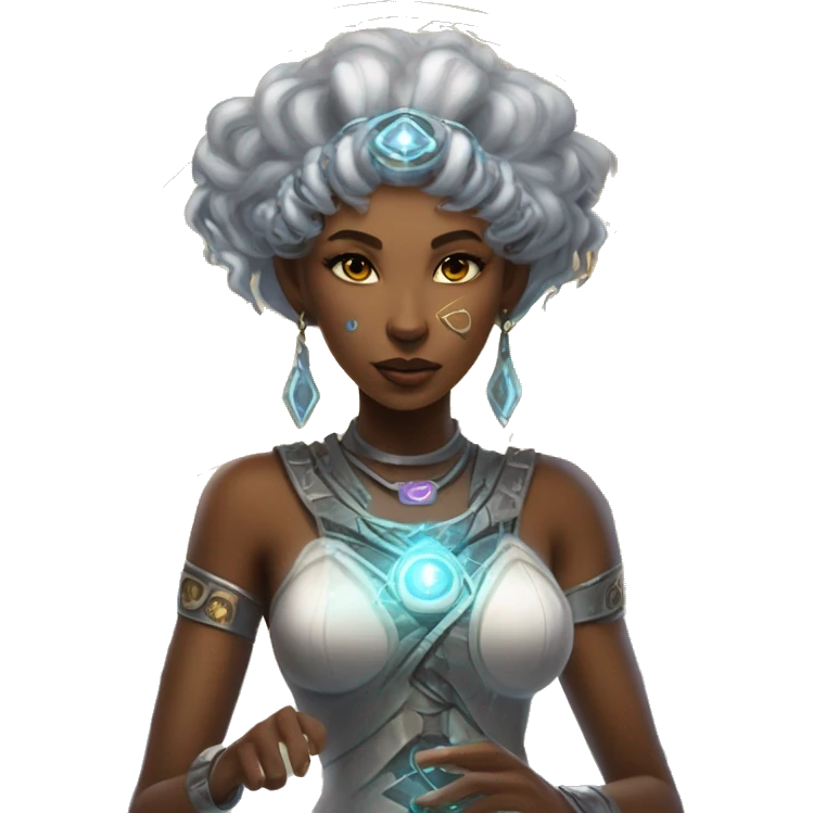 Technomancy Goddess is a mystical being who controls both magic and technology. She can cast spells on technological networks. Her powers blend the ancient art of magic with advanced cybernetics and technology. She can command machines emoji