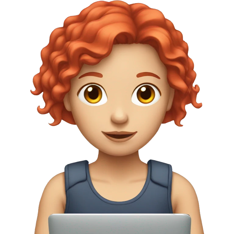 girl with red hairs, that take computer in hand emoji