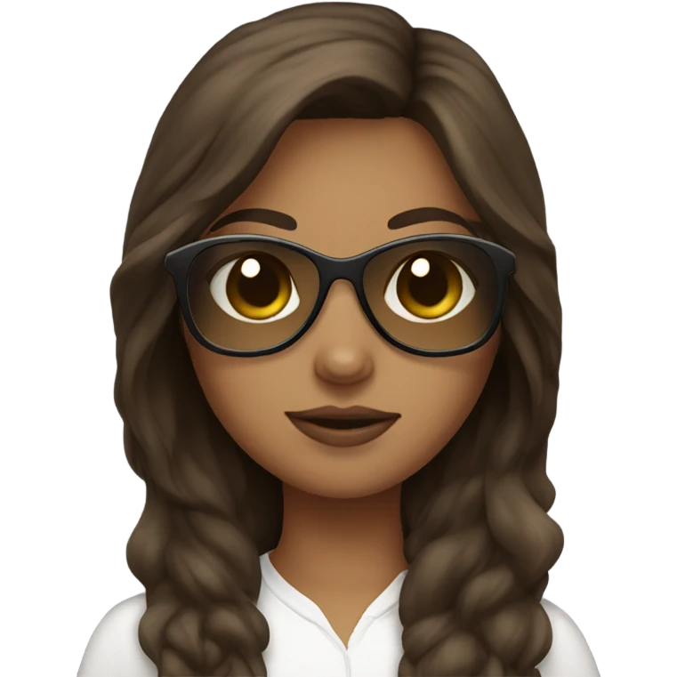 Brown hair girl with aviators emoji