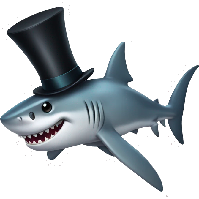 Shark with a top hat emoji