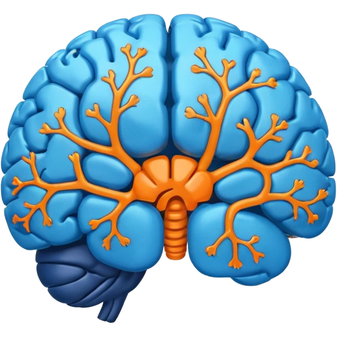 blue digital brain with little orange neurons emoji