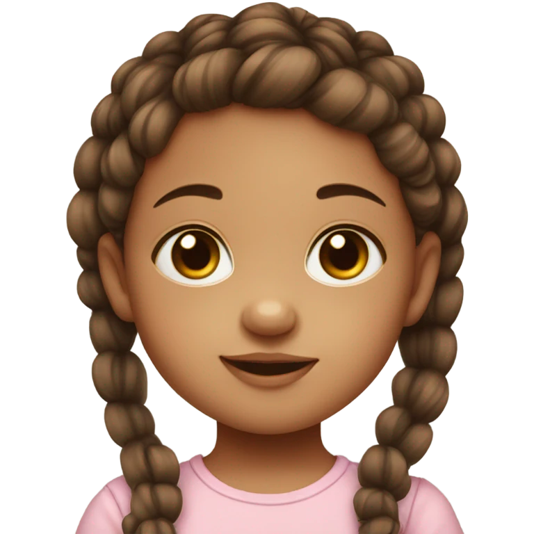 baby girl with brown pigtails and big brown eyes emoji