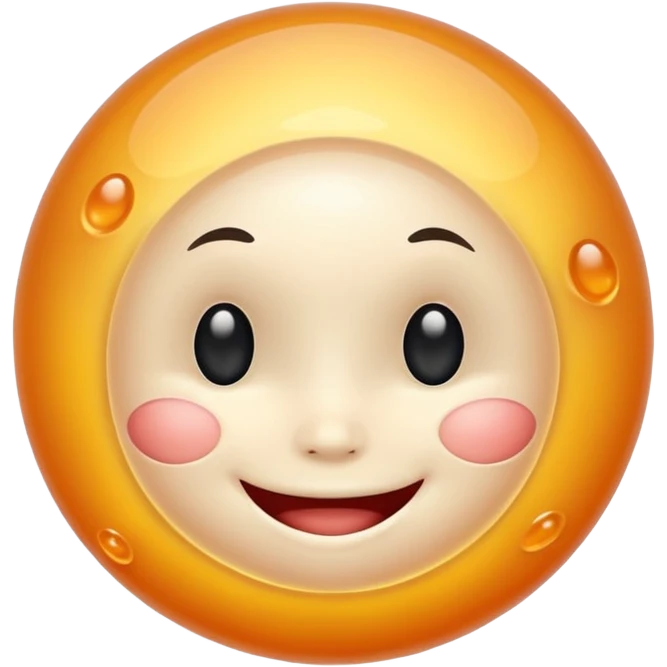 Cute, smiling, glowing stem cell with small protrusions. White background. emoji