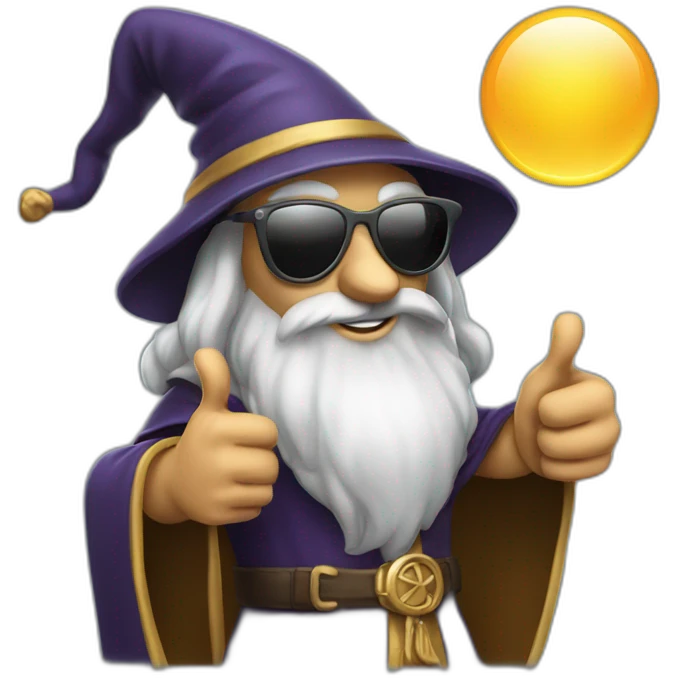 Wizard wearing sunglasses and giving a thumbs up emoji