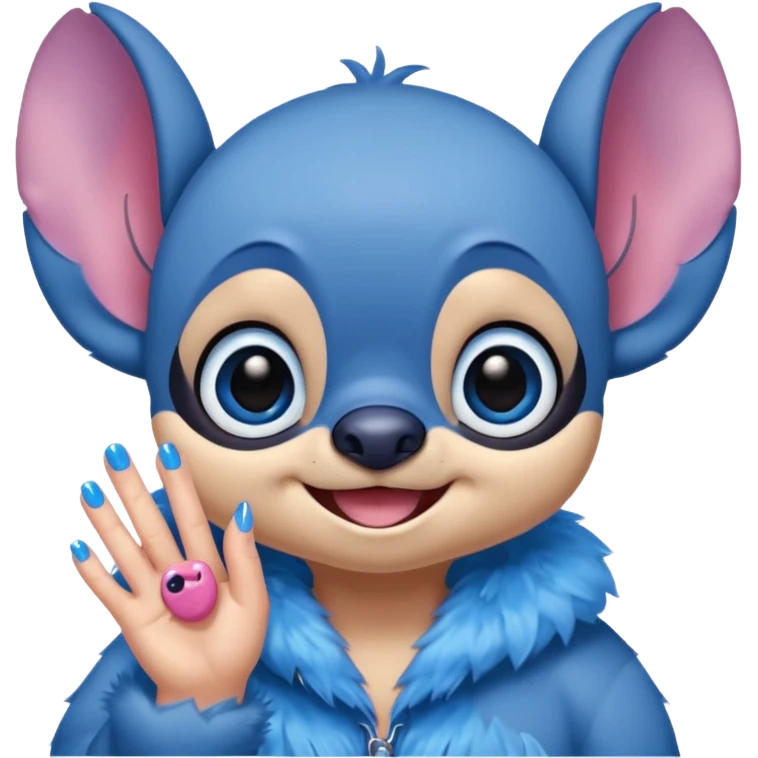 Stitch with girly nails emoji