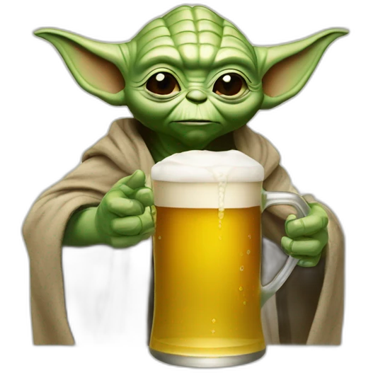 Yoda drink a beer emoji