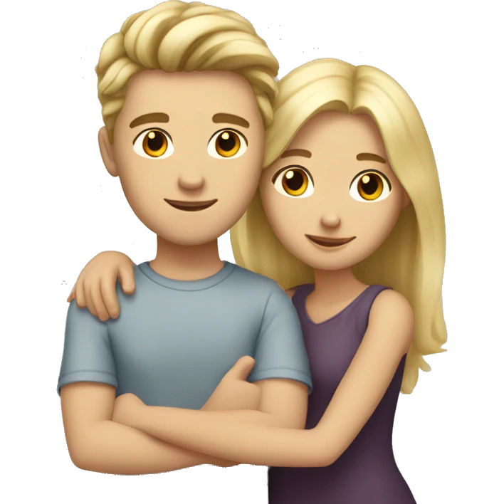 white boy with brunetter hair and girl with blonde hair cuddling  emoji