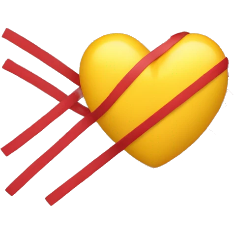 A heart with five yellow lines and 4 red lines intercalated emoji