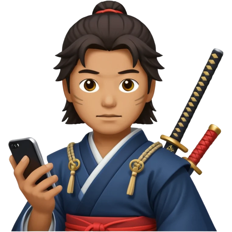 Samurai with Smartphone emoji