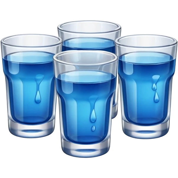 Four shot glasses with blue liquid in them  emoji